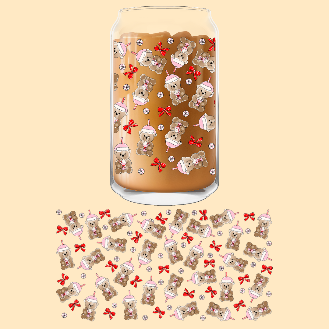 STARBUCKS PINK TEDDY BEAR COFFEE UV-DTF CUP WRAP | 16 & 20 OZ