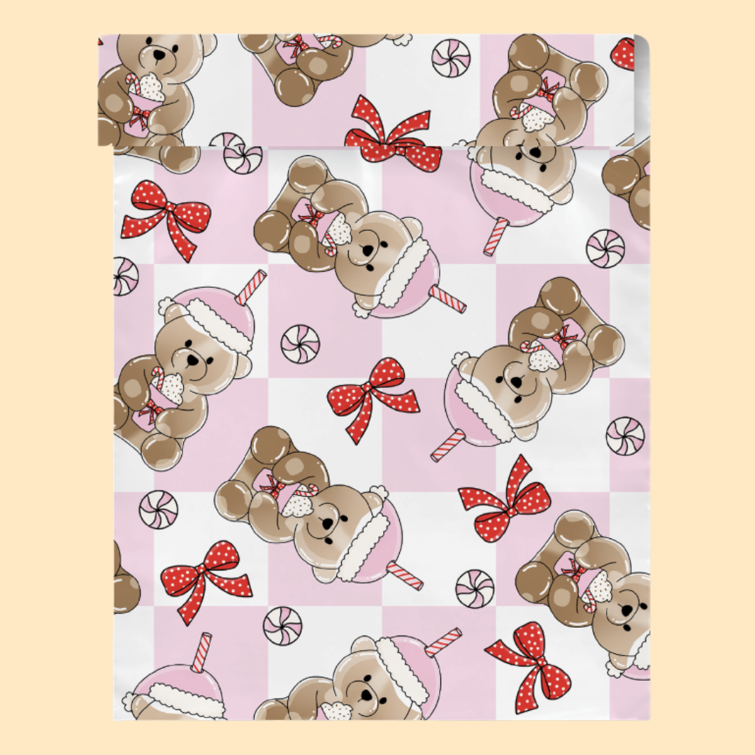 PINK STARBUCKS TEDDY BEARS POLY MAILER GIFT WRAP | 10 x 13