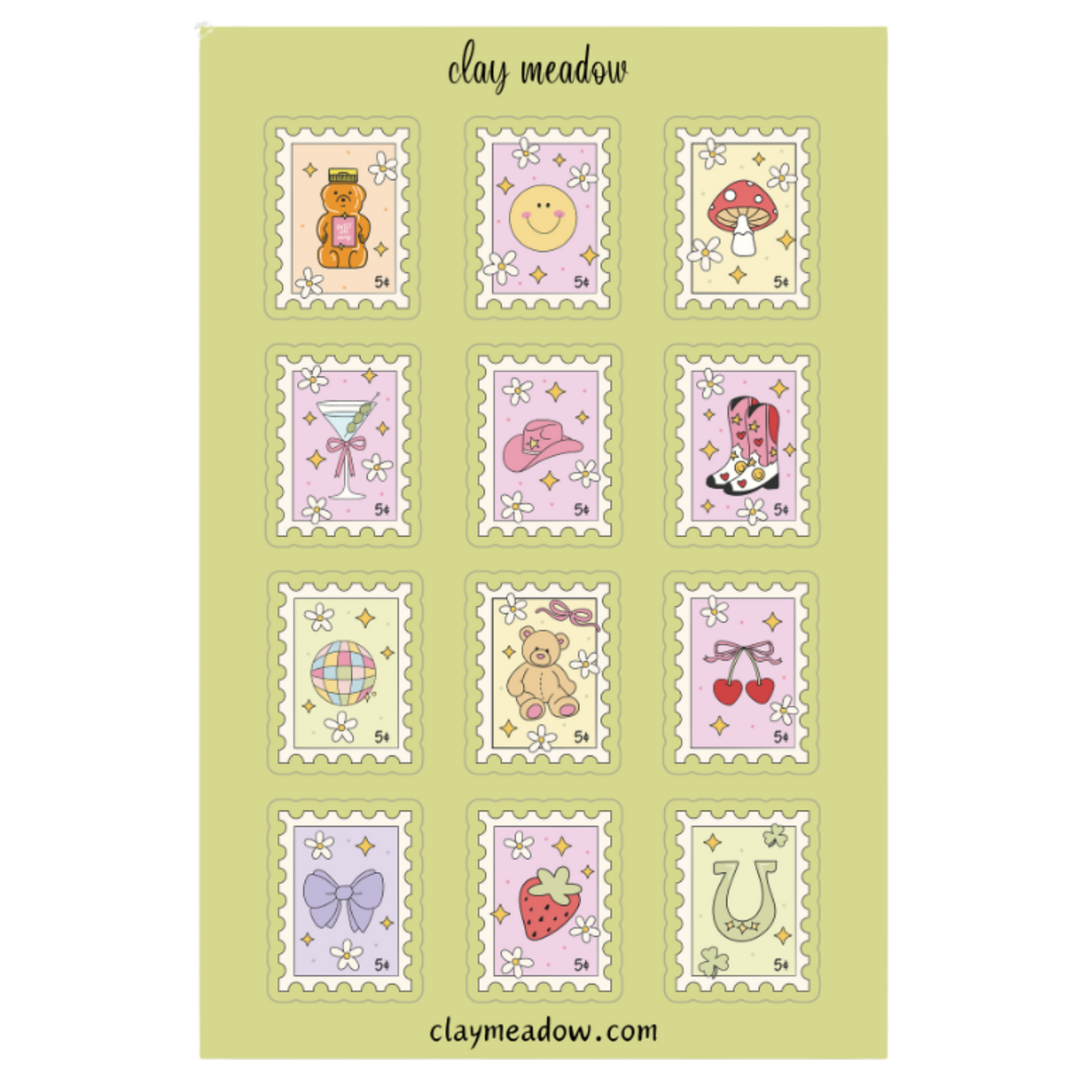 CUTE STAMPS STICKER SHEET
