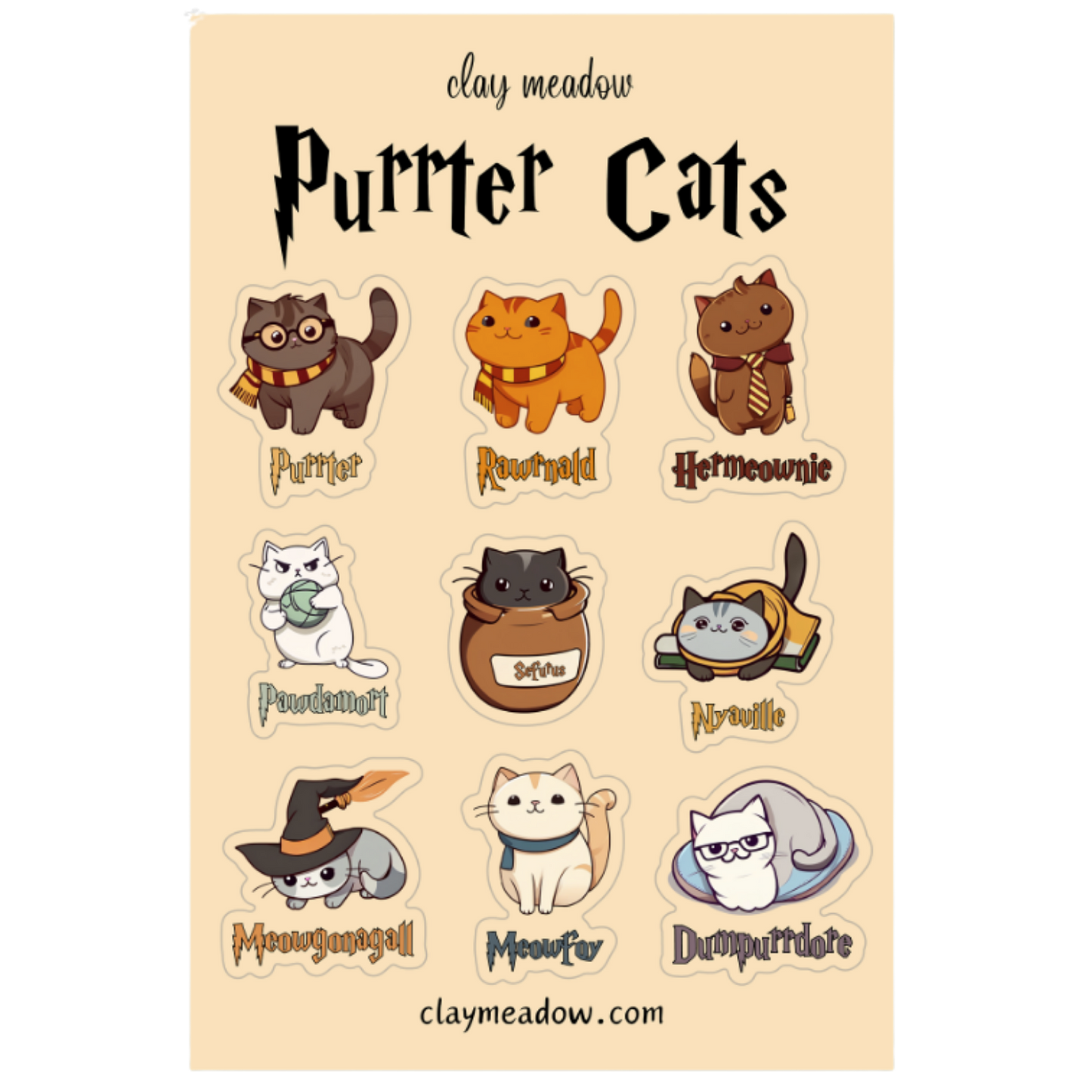 HP WIZARD CATS STICKER SHEET