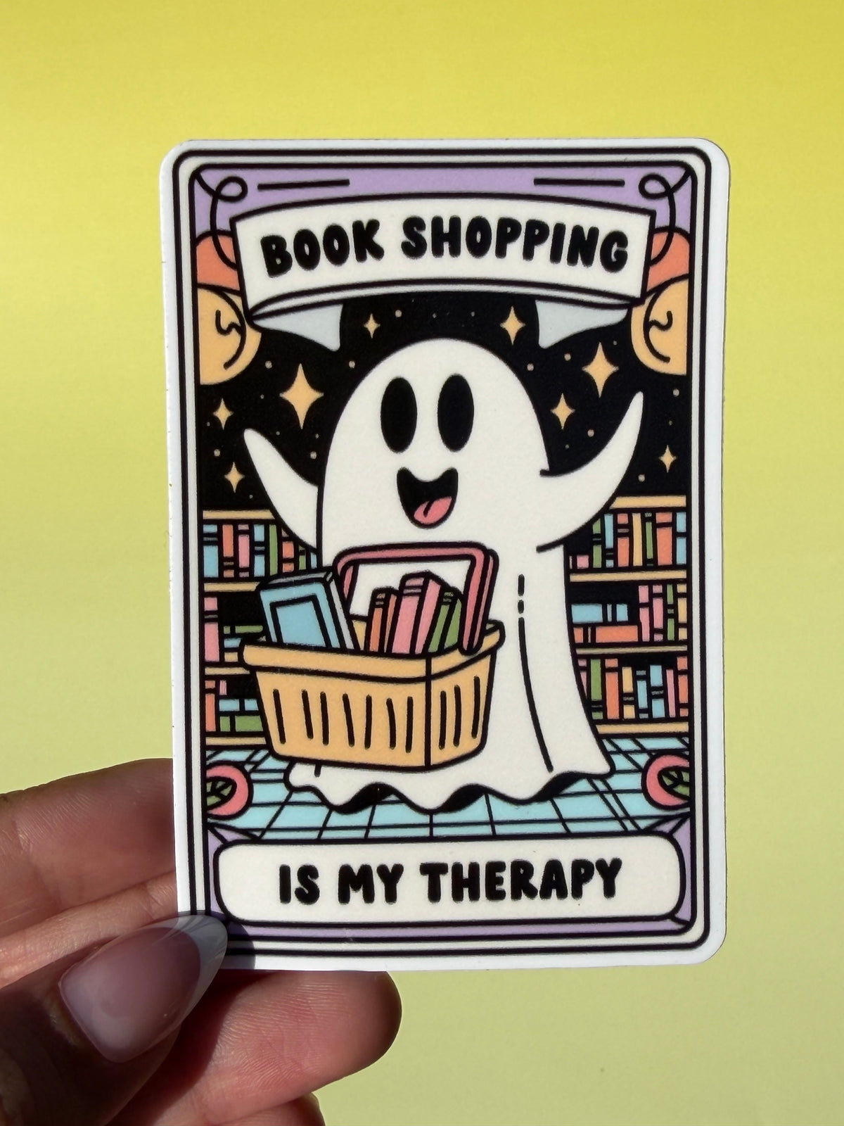 Book Shopping Therapy Ghost Sticker