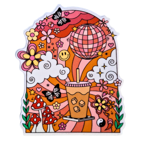 RETRO COFFEE SCENE STICKER